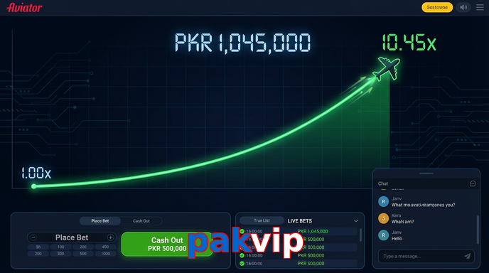 Main screen of Pakvip aviator page for PK players